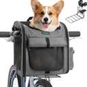 Dog Front Bike Basket 4-in-1 Pet Carrier Backpack & Car Seat, 22lbs Load, Stable L-Shaped Mount for E-Bikes (Display <3.15"), Reflective Waterproof Folding Bicycle Bag for Small Medium Dogs