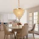 FRIXCHUR 11.8'' Crystal Chandelier Gold Crystal Ceiling Light Led Flush Mount Crystal Ceiling Pendant Light Metal LED Crystal Pendant Light for Bedroom Living Room Foyer