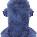 Idepet Velvet Dog Pajamas, Turtleneck Dog Sweater Fuzzy Plush Onesie Soft Cat Apparel Pet Clothes Winter Outfit Doggy Pjs Puppy Jumpsuit for Small Dogs Cats (Navy,S)