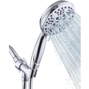 Shower Head with Handheld High Pressure-Full Body Coverage Powerful Rain Showerhead Extra 60" Long Hose and Adjustable Brass Joint Holder- The Perfect Detachable Heads for Bathroom Upgrade (Polished Chrome)