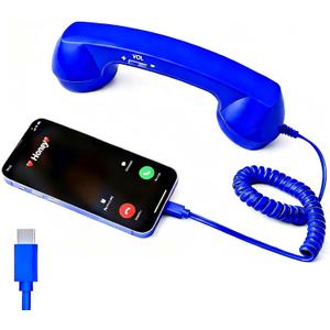 Retro Phone Handset, 2026 New Vintage Retro Telephone Wired Handsets Style Landline Handle Receiver for Cell Mobile Video Conferences, Calls, Meetings