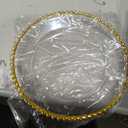 Hoolerry 50 Pack Clear Charger Plates Bulk 13 Inch Plastic Round Beaded Dinner Chargers Acrylic Frosted Grain Decorative Service Plates for Wedding Party Event, Home and Kitchen Tabletop (Gold), approx. 13 inch