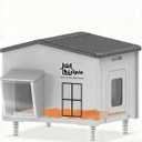 Large Indestructible Heated Cat House for Outside Winter, Weatherproof & Elevated, Escape Door, Insulated Cat House, Outdoor Feral Cats Shelter with Heater for Stray Cats Kitty 21.6×16.9×17.5