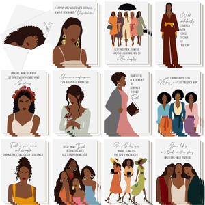 Cholemy 36 Set African American Christian Cards with Envelopes African Bible Verse Christmas Greeting Cards Religious Scripture Xmas Inspirational Quote Faith Church Holiday Gifts for Black Women