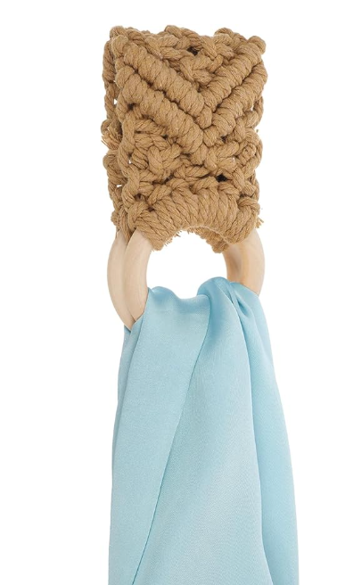 YVPSI 2 Pcs Kitchen Dish Towel Holder with Loop Crochet Hanging Towel Holder Ring Towel Hanger Loop Ring for Kitchen Bathro (Grey)