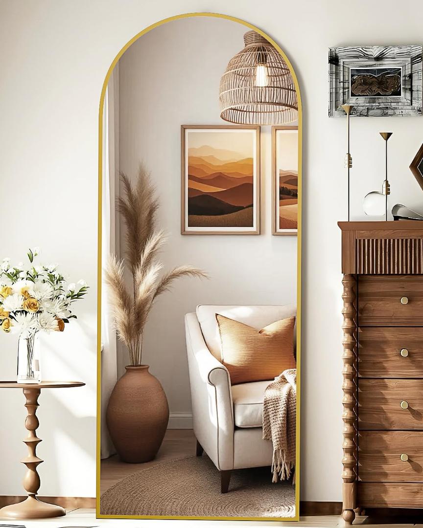 59"x16" Floor Mirror Full Length, Arched Full Length Mirror with Stand, Full Body Mirrors for Bedroom Living Room or Cloakroom Gold
