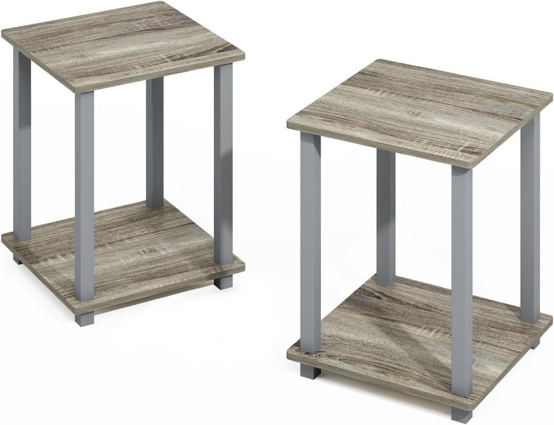 Furinno Turn-N-Tube Easy Assembly Stackable Bookcase, Bookshelf, French Oak/Grey