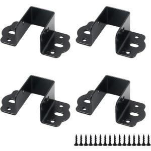 Coshar 4Pcs Heavy Duty Bed Rail Fittings Black Bed Frame Brackets Adapter U-Shape Bed Supporters Hardware for Bunk Bed Headboard, 3.62"x1.9"(L*W)