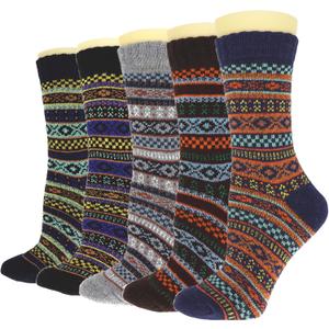2 x YZKKE 5Pairs Men Wool Socks Thick Thermal Hiking Winter Warm Boot Heavy Soft Cozy Socks for Cold Weather (One Size, Mul-3)