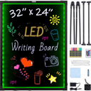 VEVOR LED Message Writing Board, 32"x24" Illuminated Erasable Lighted Chalkboard, Neon Effect Menu Sign Board, Drawing Board with 8 Fluorescent Chalk Markers and Remote Contro Tested toStandards