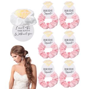 Bride Satin Hair Scrunchies for Bachelorette Party Decorations - 7Pcs Bride-to-Be Silk Hair Ties for Bridal Shower Wedding Engagement Bridesmaid Gift
