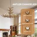 12 Light Antlers Chandelier,Large Deer Horn Light Fixture Rural Countryside Farmhouse Deer Horn Lighting for Log Cabin, Dining Room, Kitchen Island & Entryway(12 Lamp Arms), YY-8026-12