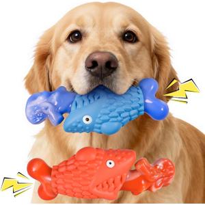 Kseroo Tough Dog Toys for Aggressive Chewers: 2 Pack Indestructible Dog Toys to Keep Them Busy, Tough Chew Toys for Large Dogs, Nylon & Rubber Dog Chew Bones, Squeaky Dog Toy for Large Breed