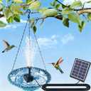 Solar Bird Bath Hanging with Fountain for Outdoors, Solar Powered Hanging Outdoor Water Fountain, Bird Bath with Solar Fountain for Garden, Patio, Yard, Deck (Blue)