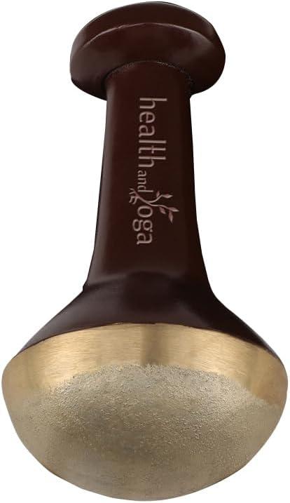 HealthAndYoga FootEase Kansa Vatki Stick - Ayurveda Bronze Foot Massager with Wooden Handle -Ancient Detox Pain Relief Rough Surface for Exfoliation -Eases Tiredness and Relaxes Feet(Stick - Flamed)