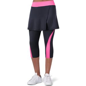 ANIVIVO Women Tennis Skirted Leggings with Pockets, Capris Yoga Leggings with Skirts&Tennis Pickleball Clothing, L