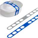 Lid Latch the reusable universal lid securing strap for crockpots, casserole dishes, pots, pans and more. Make it easy to transport your favorite dishes with one simple strap. (Polybag Blue/Grey)