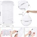 BATTOO Collapsible Laundry Basket with Lid Foldable Mesh Pop Up Hamper with Handles for Laundry Room, Bathroom, Kids Room, College Dorm, Travel, Storage Organizer White