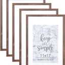 kennethan 11x17 Picture Frame Rottern Brown Set of 5, Wooden Poster Frame for Wall Mounting Display for Home, Office,Gallery,Holiday with Photos, Posters, Puzzles