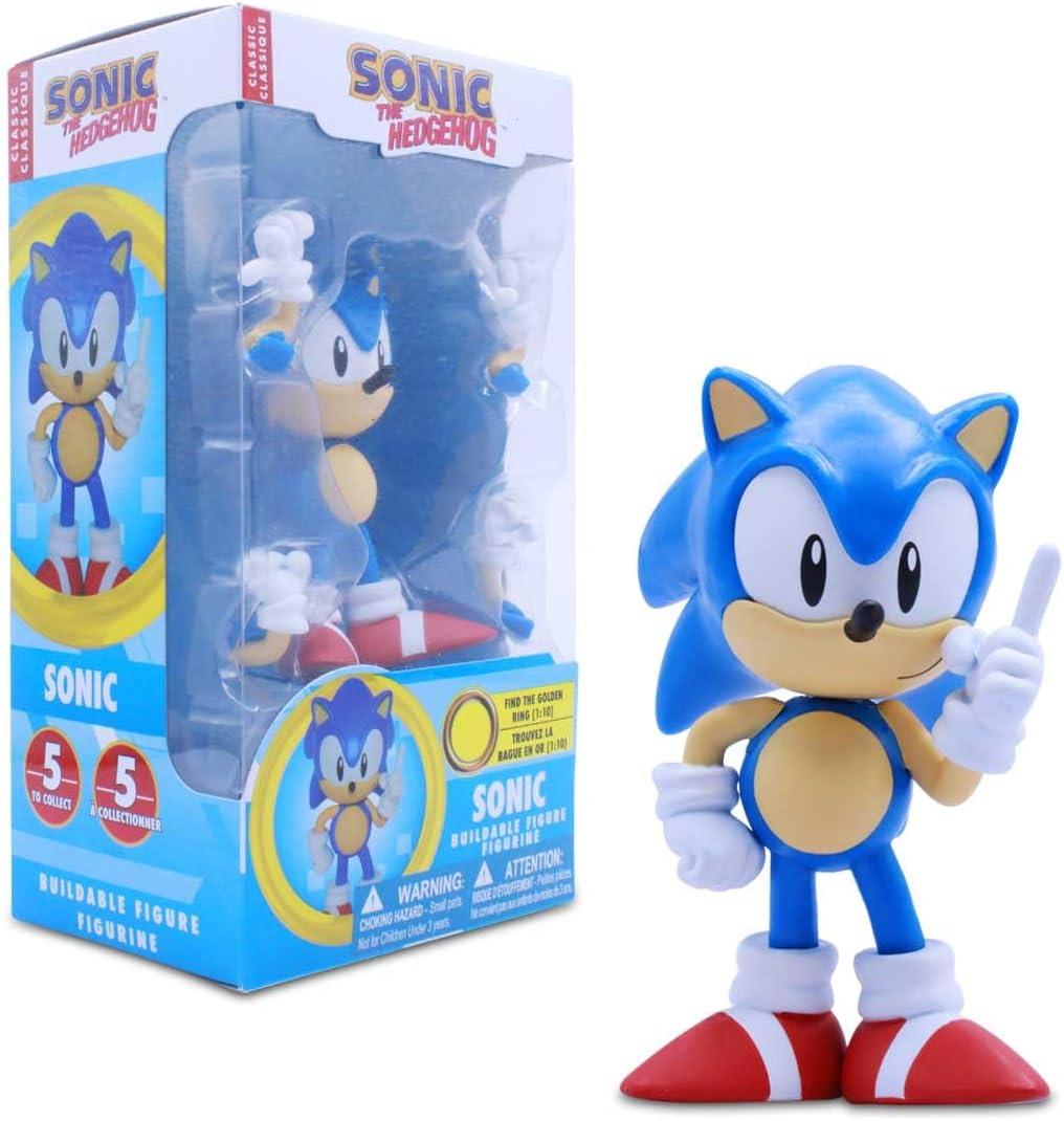 Sonic The Hedgehog Sonic 4 Buildable Action Figure  Official 4inch Poseable Collectible with Interchangeable Parts & Surprise Ring Accessory