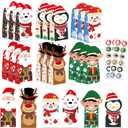 Lollutdotu Christmas Treat Bags 24Pcs Goodie Bags for Kids with 24 Stickers Bags for Gift Goodie Bags for Classrooms, Kraft Holiday Goody, Party Favors, Office