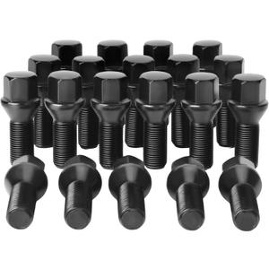 14x1.25 OEM Lug Bolts Fit for BMW 2-Series 3-Series 4-Series 5-Series 6-Series 7-Series X1 X2 X3 X4 X5 X6 M3 M4 M5 M6 i3 i8, M14x1.25 Lug Bolts Black 20PC 28mm Shank Length Conical Seat