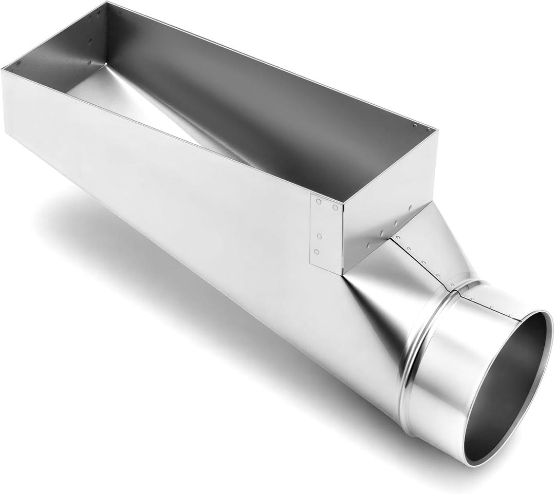 Flutesan 4 x 10 x 4 Inch Rectangular Duct End Boot Galvanized Floor Duct Boot 90 Degree Rectangular to Round HVAC Transition, 4 Round to 10 x 4 Vent Adapter, 30 Gauge