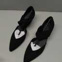 Coutgo Womens Low Kitten Heel Dress Shoes Pointed Toe Slip on Ankle Strap Cutout Elegant Party Wedding Pumps (8.5, Black)