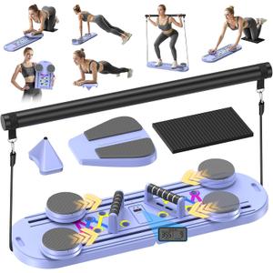 MOVOCA Pilates Board, Foldable Pilates Reformer Equipment with Timer, 7-in-1 Multi-Purpose Portable Pilates Reformer Machine Home Pilates Kit for Home Workout, Fitness, Exercise, Abs, Core Equipment