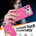 2 x Magnetic for iPhone 17 Pro Case,[Anti-Slip][Compatible with MagSafe][Military Grade Drop Protection] Shockproof Protective Translucent Matte Phone Case for iPhone 17 Pro Case,Hot Pink