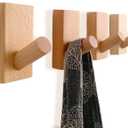 Wood Pack of 4 Decorative Wall Hooks for Hanging Coats - Perfect Backpack Hanger, Hat Hooks for Wall - Each Heavy Duty Holds 6lbs-33lbs (Beech, 4Pack) (Beige)