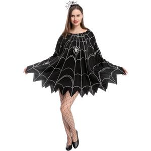Spooktacular Creations Spider Costume Adult Woman, Halloween Poncho Costume, Spider Web Dress Poncho Outfit (Standard)