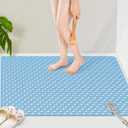 OTHWAY Large Shower Mat, 47"x 32" TPE Anti Slip Shower Mat, Heavy Bath Mats for Shower with Drain Holes Suction Cups, Shower Stall Mat for Bathroom, No Odor Shower Grip Mat for Elderly Kids(L-Blue)