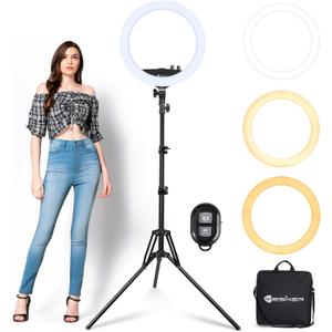 Ring Light with Tripod Stand, Yesker 14 Inch LED Ringlight Kit with Phone Holder Adjustable Color Temperature Circle Lighting, Led Photo Beauty Ring Lights for Camera for Vlog, Makeup, Video Shooting