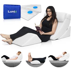 Lunix LX5 4-Piece Support for Shoulder & Upper Body Rest, Orthopedic Bed Wedge Pillow Set, Elevated Memory Foam for Post-Op Recovery & Sleep Comfort, Pebble White