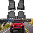 Mixsuper Custom Fit Floor Mats for 2018-2023 Jeep Wrangler JL Unlimited 4-Door Models (Not for 2-Door, JK or 4XE) All Weather Durable Floor Liners 1st & 2nd Row Set Black