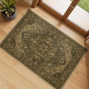 RELEANY Washable Area Rug, 7'x9', Brown/Dark Brown