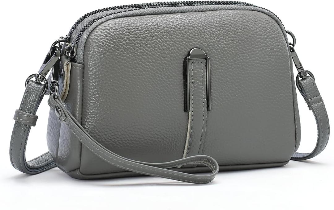 GAEKEAO Crossbody Bags for Women Small Vegan Leather Shoulder Purse Cross Body Bag Handbags with Wristlet Top Zipper (Type5 Grey)