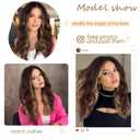 AISI HAIR 18 inch Highlights Brown Wig for Women Medium Length Wave Curly Glueless Synthetic Heat Resistant Hair Wigs for Daily Party Cosplay