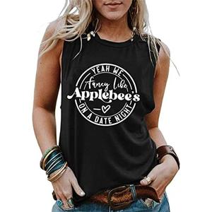 Country Music Tanks Top for Women's Yeah We Fancy Like Applebees Tank Tops Casual Summer Sleeveless T Shirts , Size small
