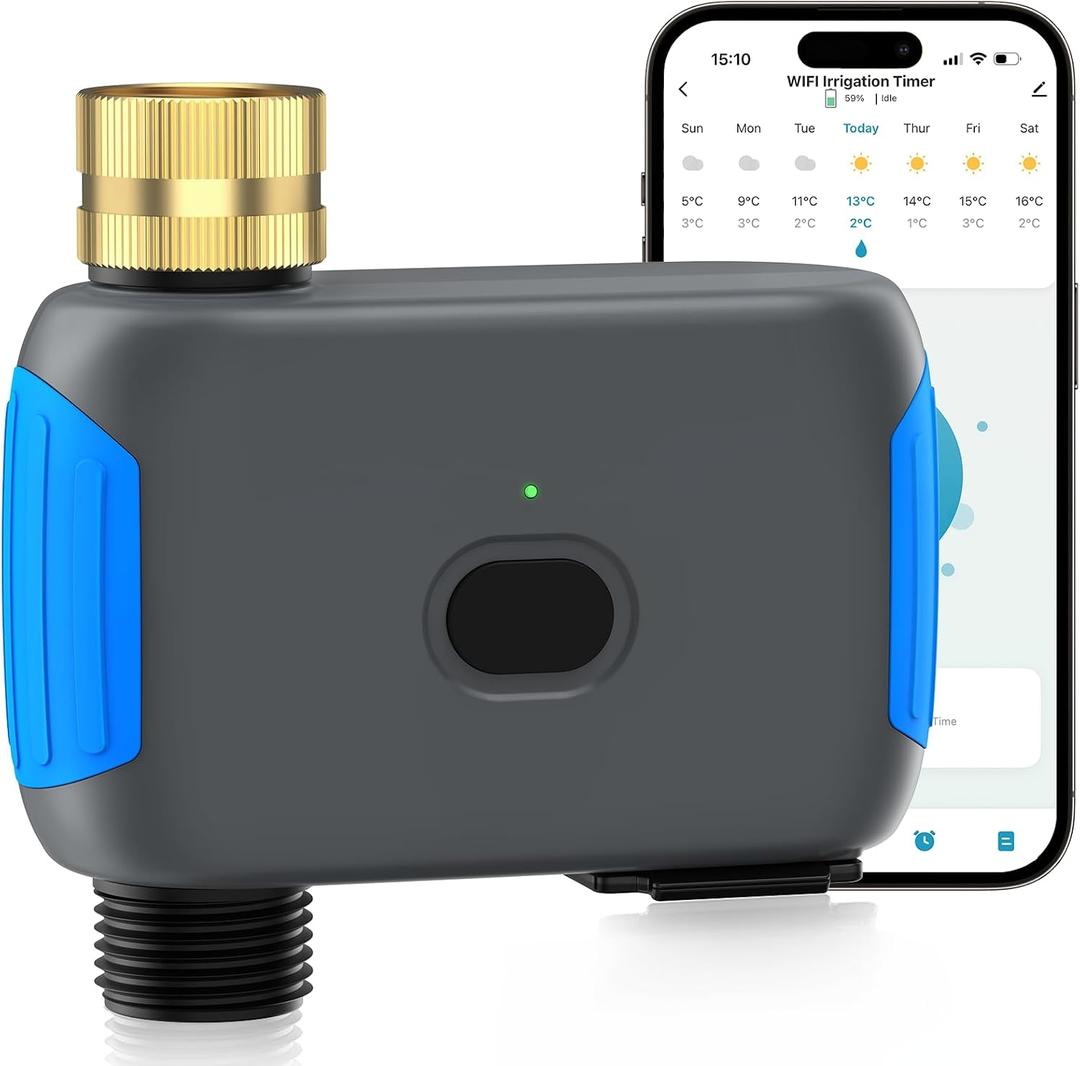 WiFi Sprinkler Timer, Smart Bluetooth Hose Timers | Water Timer for Garden Hose with APP, Digital Irrigation Compatible with Alexa Google, for Outdoor Garden Lawn, 1 Outlet