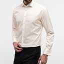 Men's Dress Shirts Formal Slim Fit Stretch Long Sleeve Button Down Shirt for Men Wrinkle Free Collar Business Shirts (L)