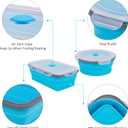 Collapsible Food Storage Containers with Lids 20 Pack(81oz/58oz Extra Large Included), 12 Rectangular+8 Round, Annaklin Silicone Collapsible Food Containers Sets Microwave Freezer Dishwasher Safe Blue