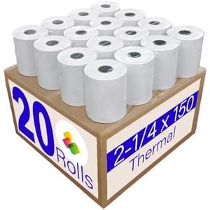 (20 Rolls) 2 1/ 4" x 150' Thermal Paper, Adding Machine/ Calculator POS Receipt paper for Cash Registers Star Micronics TSP143III TSP143IV TSP650II TSP800II MC-Print3 3000LABELS DIRECT