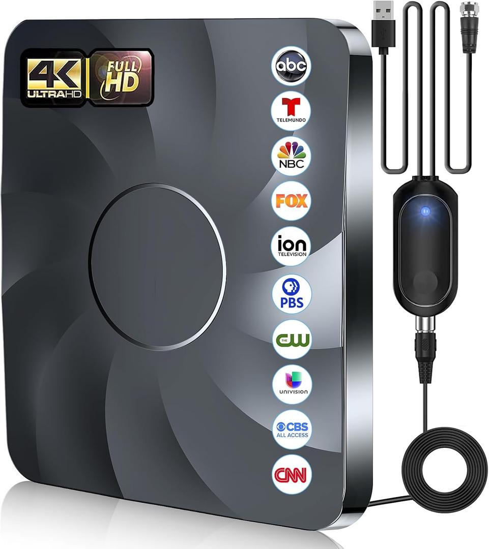 2026 Digital TV Antenna for Smart TV Indoor, 5000+ Miles Long Range HD Antenna for Local Channels with Signal Booster Amplifier, Support 8K 4K 1080p for All TVs - 38FT Coax Cable