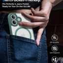 Magnetic Shockproof for iPhone 17 Case,[Full Camera Protection][Compatible with Magsafe][Non-Slip][Mil-Grade Protection] Slim Anti-Yellow Translucent Matte Phone Case for iPhone 17,Pine Green