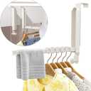 Over The Door Drying Rack, Foldable Over Door Hooks Hanger Laundry Hanging Coat Rack with 6 Groves, Space-Saving Over Door Organizer for Clothes, Coats, Hats, Bags, Towels (1 Pack, White)