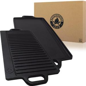 20 x 9 inch Large Reversible Seasoned Cast Iron Grill / Griddle