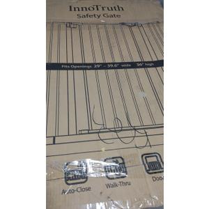 InnoTruth 27-36.6 in Wide Baby Gate for Stairs and Doorways, Black