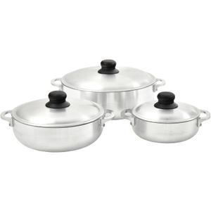 IMUSA USA 3 Piece Natural Aluminum Caldero Set (1.6/3.2/4.6 Quart), Silver